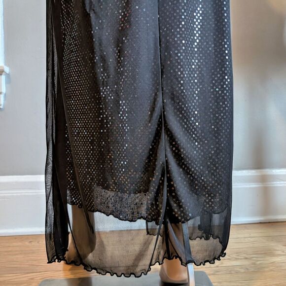 Vintage 90s Taboo Prom Gown Regency Sequin Sheer Overlay Empire Waist Size M - Picture 11 of 12